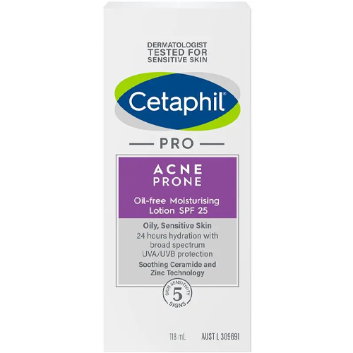 Cetaphil Pro Acne Prone Oil Free SPF 25 Facial Moisturising Lotion 118ml