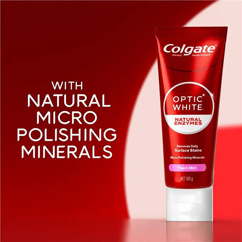 Colgate Optic White Natural Enzymes Peach Mint Toothpaste 100g
