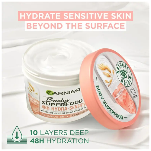 Garnier Body Superfood Oat and Probiotic 48h Hydra Sensitive Balm 380ml