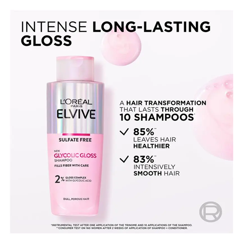 L'Oreal Elvive Sulfate Free Glycolic Gloss Shampoo for Dull, Porous Hair 200ml