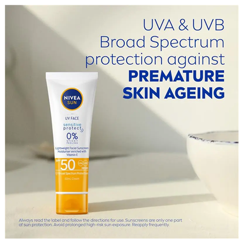 Nivea Sun Sensitive Protect 0% Sticky Feeling SPF 50 Sunscreen 50ml