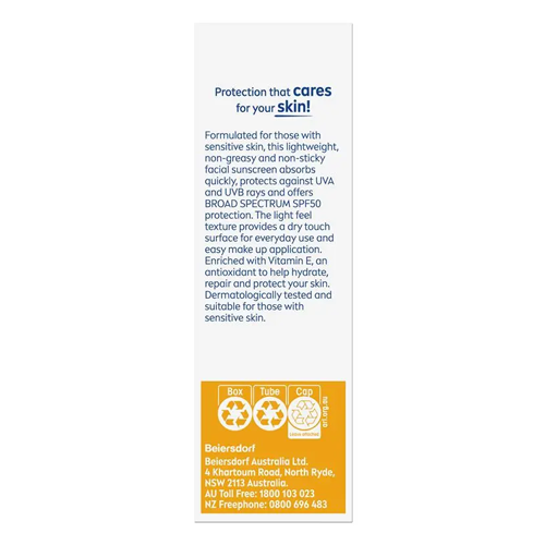 Nivea Sun Sensitive Protect 0% Sticky Feeling SPF 50 Sunscreen 50ml
