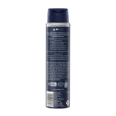 Nivea Men Deep Espresso Black Carbon Antiperspirant Spray 250ml