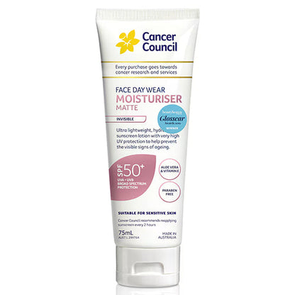 Cancer Council Face Day Wear SPF 50+ Moisturizer Matte Invisible 75ml
