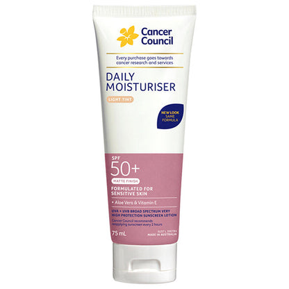 Cancer Council SPF 50+ Face Daily Moisturizer Matte Light Tint 75ml
