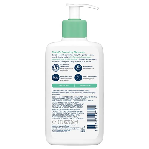 Cerave Foaming Cleanser for Normal to Oily Skin 236ml