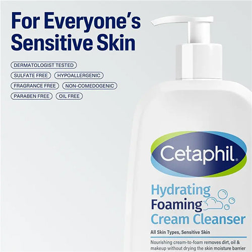 Cetaphil Hydrating Foaming Cream Cleanser All Skin Types, Sensitive Skin 473ml