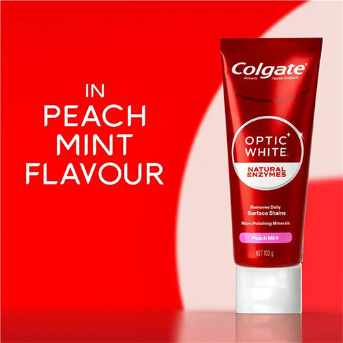 Colgate Optic White Natural Enzymes Peach Mint Toothpaste 100g
