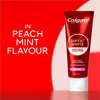 Colgate Optic White Natural Enzymes Peach Mint Toothpaste 100g