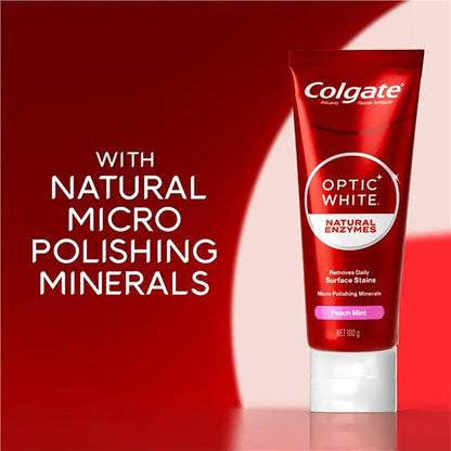 Colgate Optic White Natural Enzymes Peach Mint Toothpaste 100g