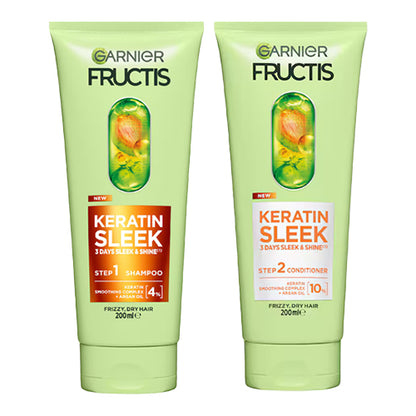 Garnier Fructis Keratin Sleek Shampoo and Conditioner 200ml