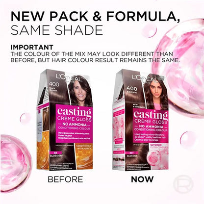 L'Oreal Paris Casting Creme Gloss Semi-Permanent Hair Color 400 Darkest Brown