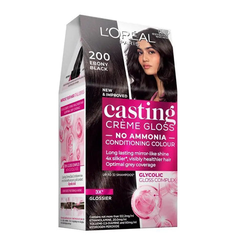 L'Oreal Paris Casting Creme Gloss Semi-Permanent Hair Color 200 Ebony Black