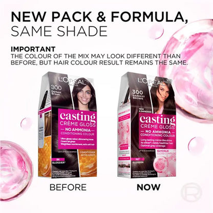 L'Oreal Paris Casting Creme Gloss Semi-Permanent Hair Color 300 Darkest Brown