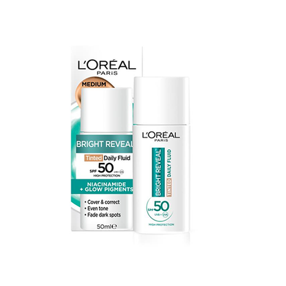 L'Oreal Bright Reveal Tinted Day Fluid SPF 50 Medium 50ml