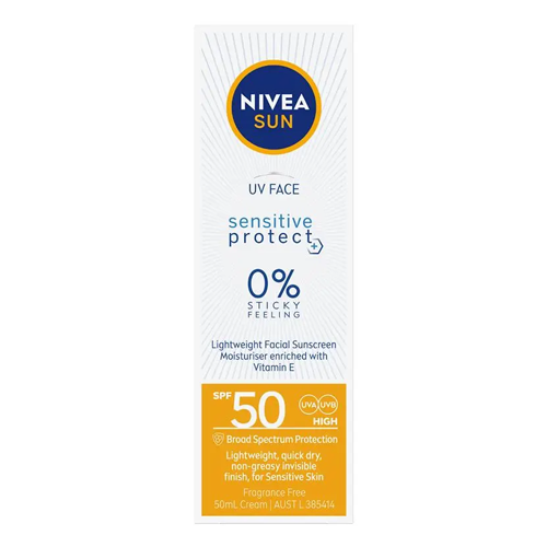 Nivea Sun Sensitive Protect 0% Sticky Feeling SPF 50 Sunscreen 50ml
