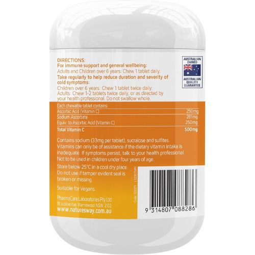 Nature's Way Sugarless Vitamin C 500mg Chewable 320 Tablets