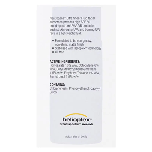 Neutrogena Ultra Sheer Face Fluid Facial Sunscreen SPF 50 40ml