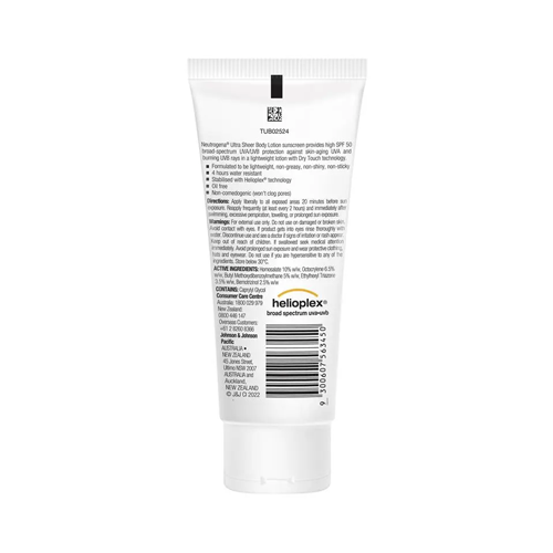 Neutrogena Ultra Sheer Body SPF 50 Lotion Sunscreen 85ml