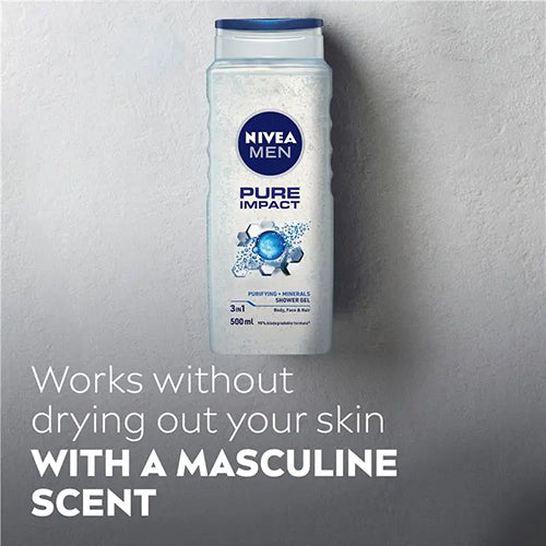 Nivea Men Pure Impact 3 in 1 Shower Gel 500ml