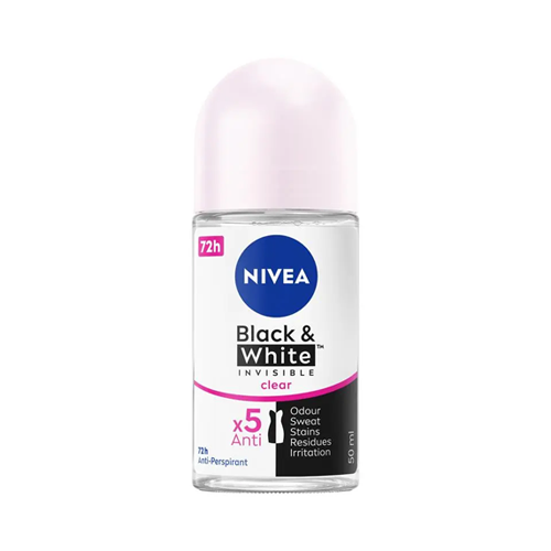 Nivea Black and White Invisible Clear Antiperspirant Roll On 50ml