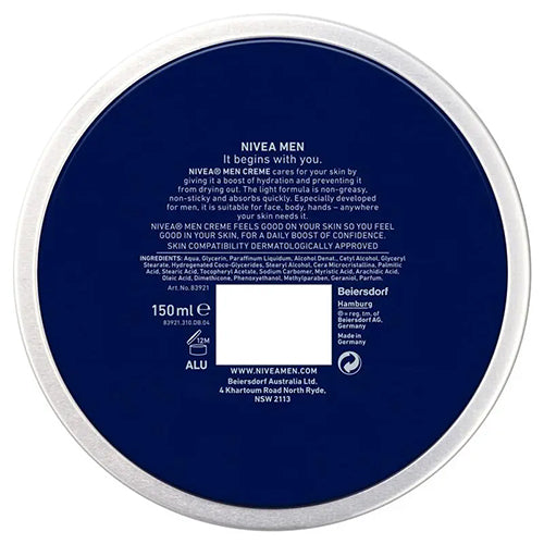 Nivea Men Crème Moisturizer for Face, Body and Hands 150ml