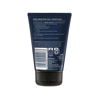Nivea Men Deep Clears Away Face and Beard Wash 100ml