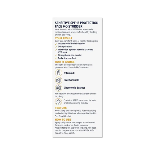 Nivea Men Sensitive Protect SPF 15 Face Moisturiser 75ml