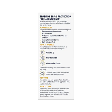 Nivea Men Sensitive Protect SPF 15 Face Moisturiser 75ml