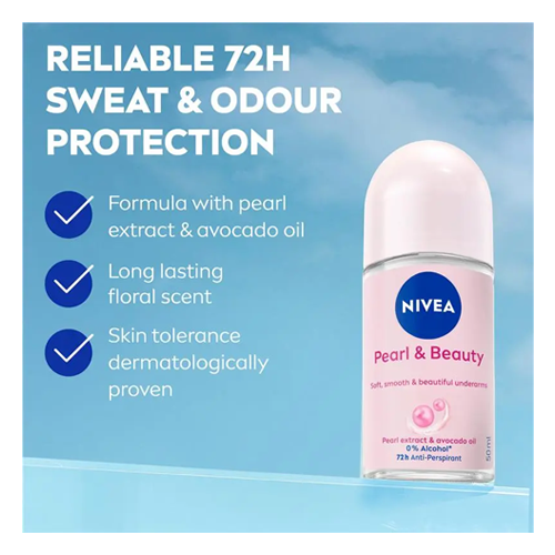 Nivea Pearl and Beauty Antiperspirant Roll On 50ml