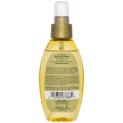 OGX Biotin & Collagen Weightless Volumizing Oil Mist 118mL