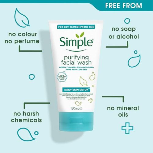 Simple Cleansing Facial Wash Gel Daily Skin Detox Purifying 150mL