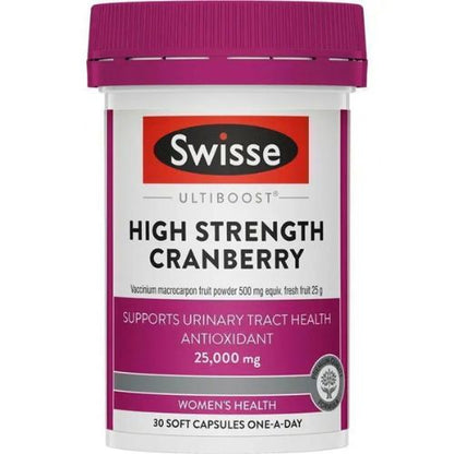 Swisse Cranberry 25000mg Supports Urinary Tract & Bladder Health 30 Capsules