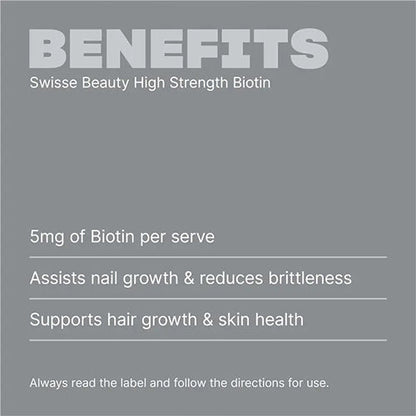Swisse High Strength Biotin 5000mcg 100 Tablets
