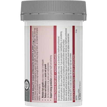 Swisse High Strength Biotin 5000mcg 100 Tablets