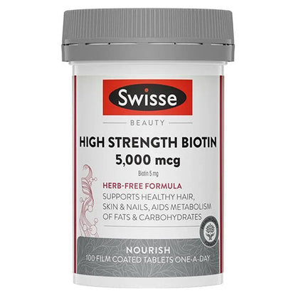 Swisse High Strength Biotin 5000mcg 100 Tablets