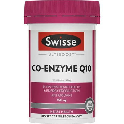 Swisse Ultiboost Co-Enzyme Q10 150mg For Heart Health & Energy Production  50 Capsules