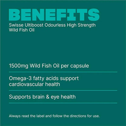 Swisse Ultiboost Odourless High Strength Wild Fish Oil 1500mg 200 Capsules