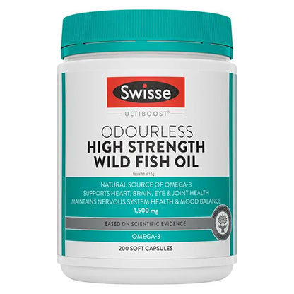 Swisse Ultiboost Odourless High Strength Wild Fish Oil 1500mg 200 Capsules