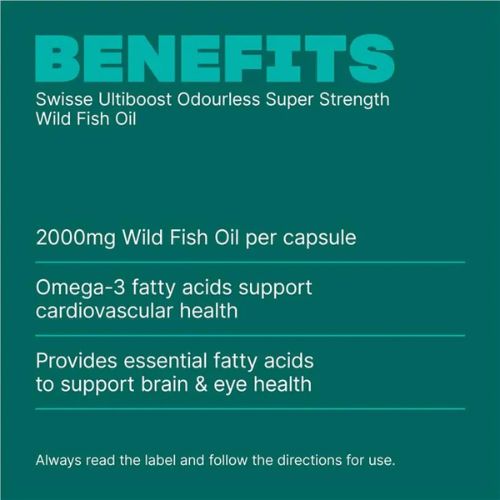 Swisse Ultiboost Odourless Super Strength Wild Fish Oil 2000mg 200 Capsules