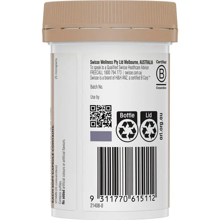 Swisse Vitamin D 250 Capsules